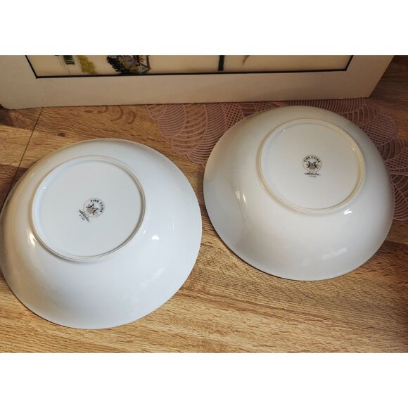 Fine China of Japan Gray & White Roses Adele 9" Serving Bowl Set of 2 - Picture 4 of 8